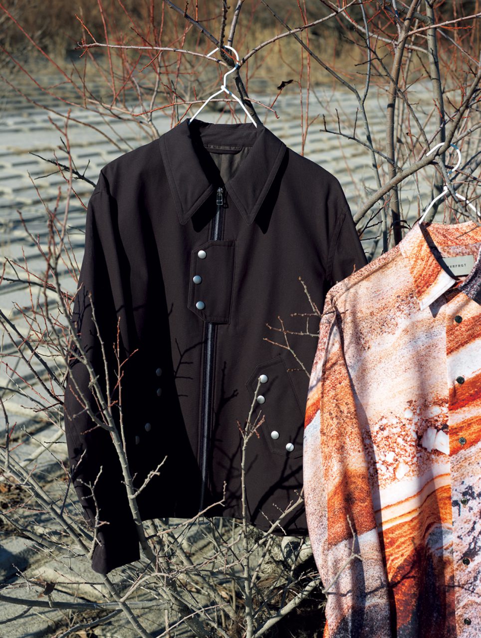 NVRFRGT (ﾈｳﾞｧｰ ﾌｫｰｹﾞｯﾄ) / RECYCLED POLYESTER STRATUM PATTERN SHIRT