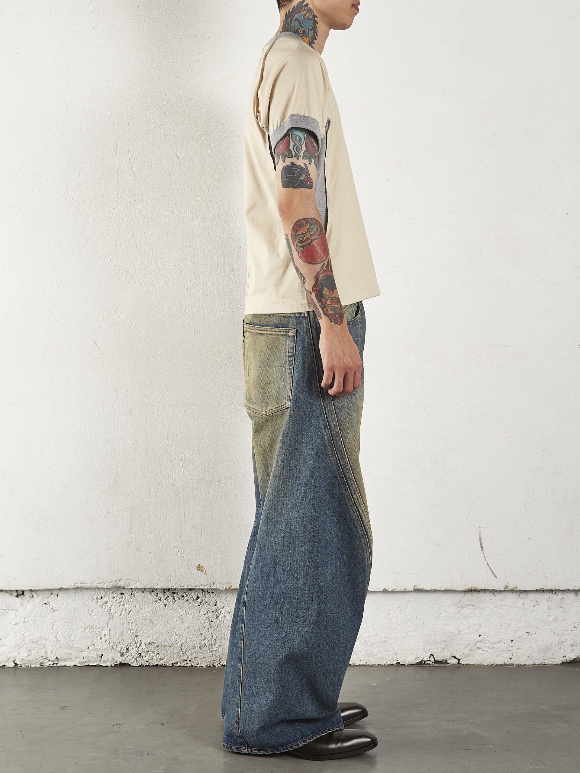 NVRFRGT / 3D TWISTED WIDE LEG JEANS – Dirty Faded Indigo | disarm ...